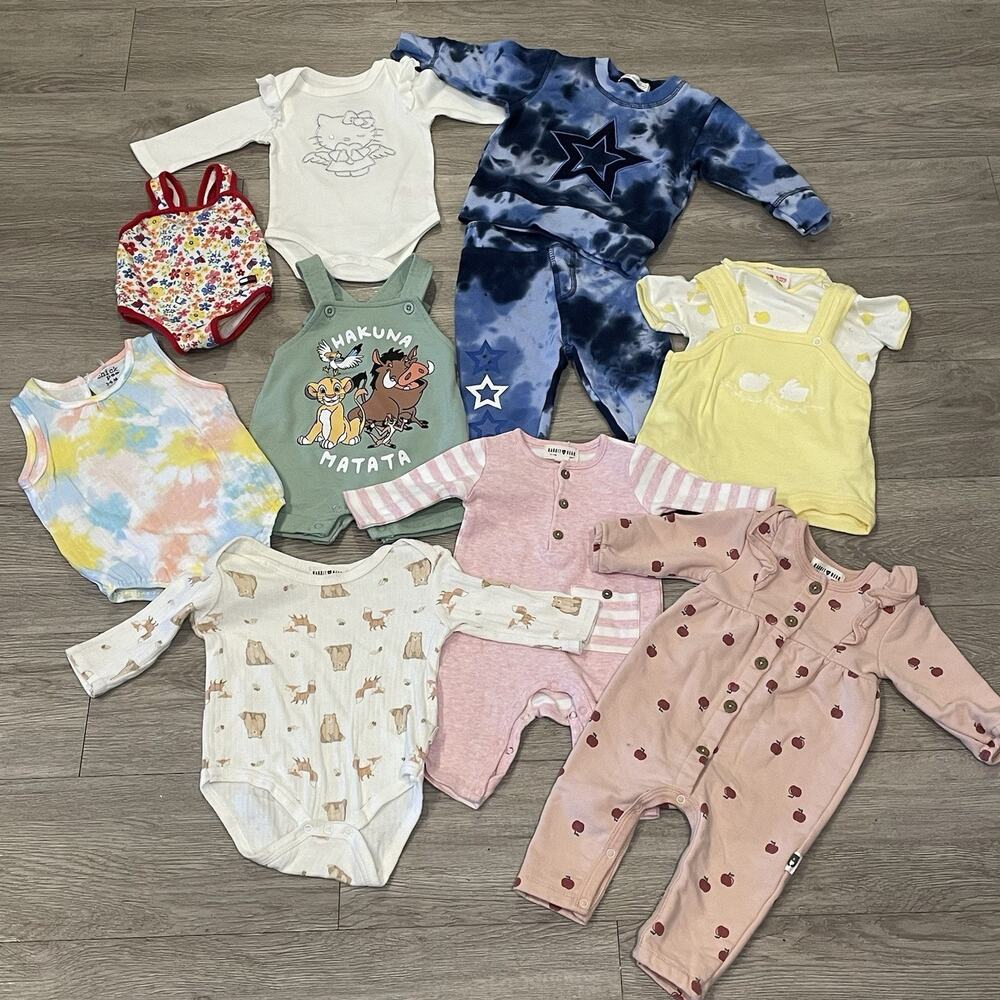 Girls Baby‎ Clothing Bundle Summer Fall 0-9M Disney Hello Kitty Rabbit Bear